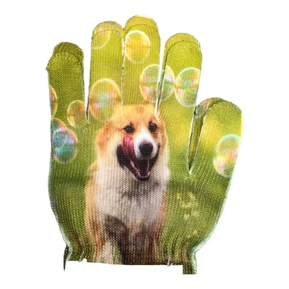 Dog puppy themed adorable Soft knit cuffed gloves one size new‎